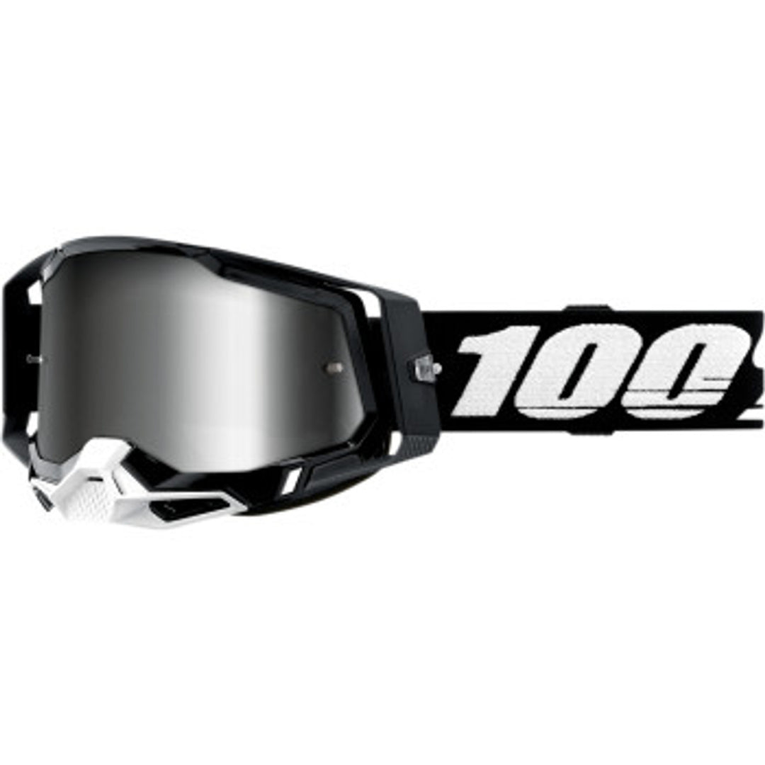 100% Racecraft2 mountain bike Goggles black exterior and mirrored lens