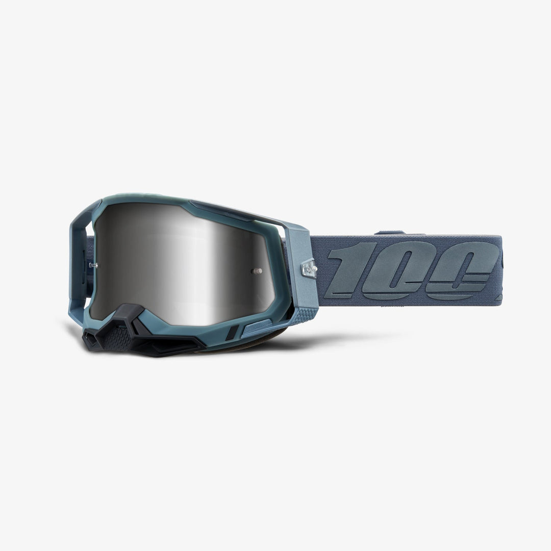 100% Racecraft2 Goggles Blue exterior and mirrored lens