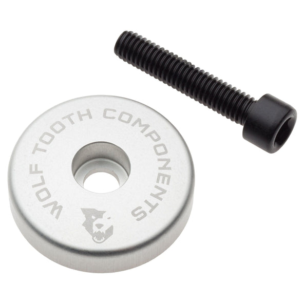 Wolf Tooth components, Top Cap with Integrated Spacer, 1-1/8'', Silver