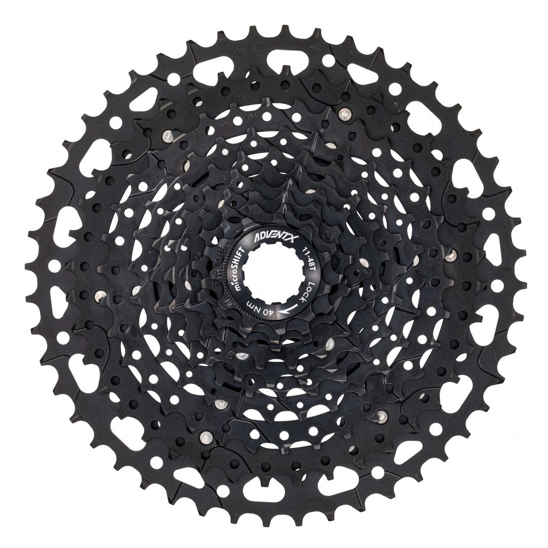 microSHIFT ADVENT X Cassette - 10 Speed, 11-48t, Black, Alloy Spider - Smith Creek Cycle