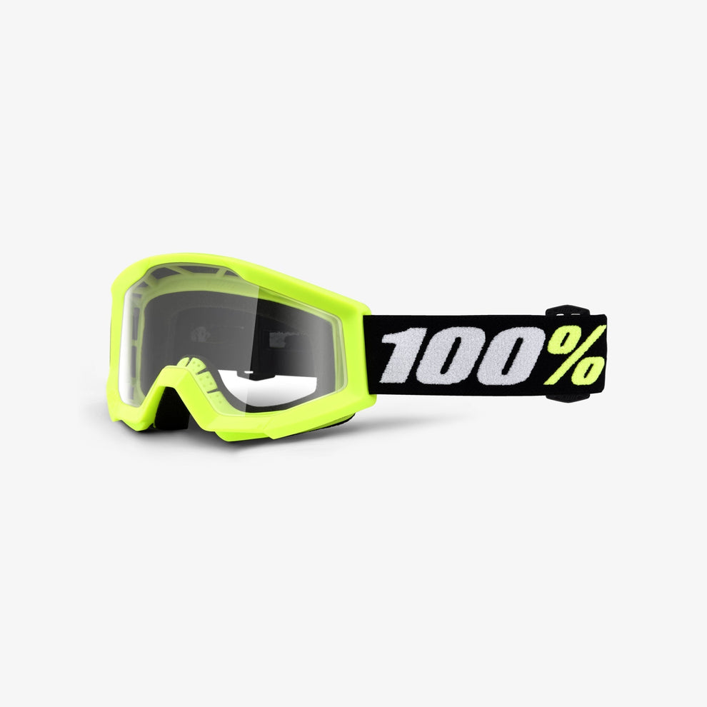 100% Strata Mini Youth Goggles Yellow, Clear Lens Smith Creek Cycle