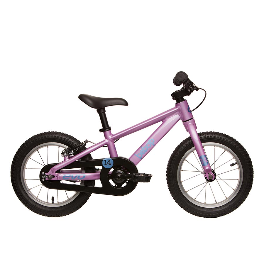 Pink Evo Bebop 14 children's bicycle on a white background