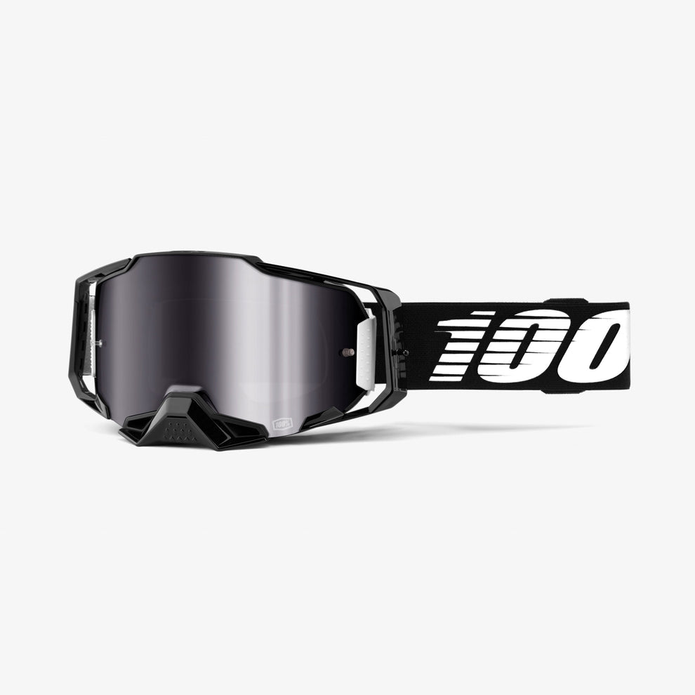 100% Armega Goggles Black, Silver Flash Mirror Lens Smith Creek Cycle