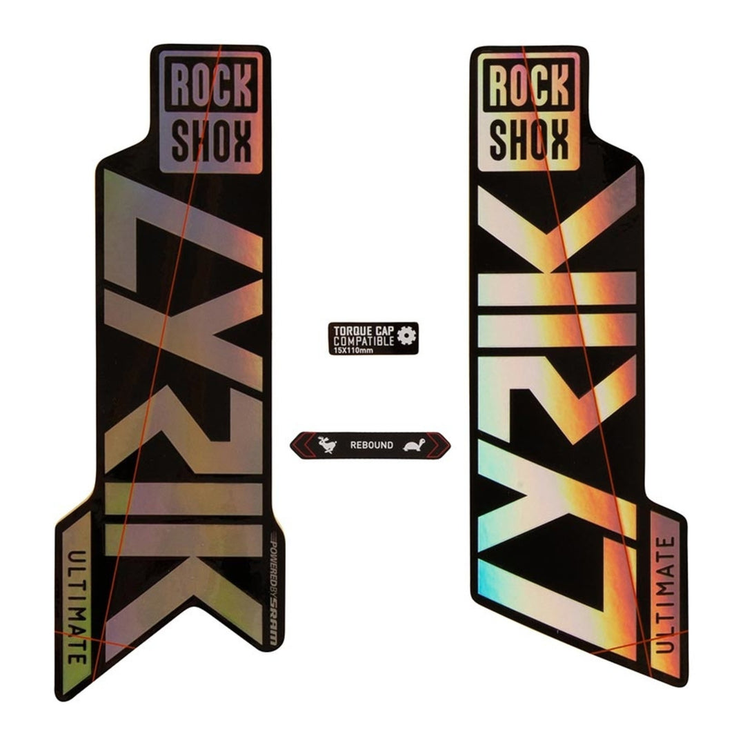 RockShox Lyrik Ultimate Decal Kit - Gloss Rainbow for Gloss Black Lowers