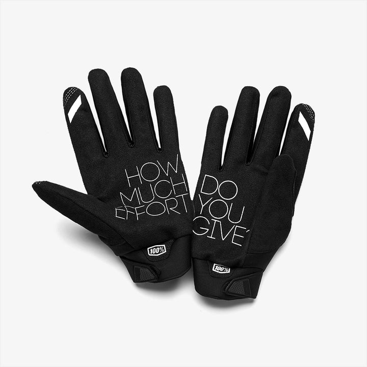 100% Brisker Gloves insulated mountain bike gloves palm with text 